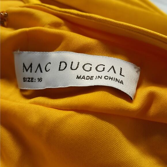 Mac Duggal Formal Evening Gown Womens Plus 16 Gold Maxi Dress Wedding Party - Picture 8 of 13